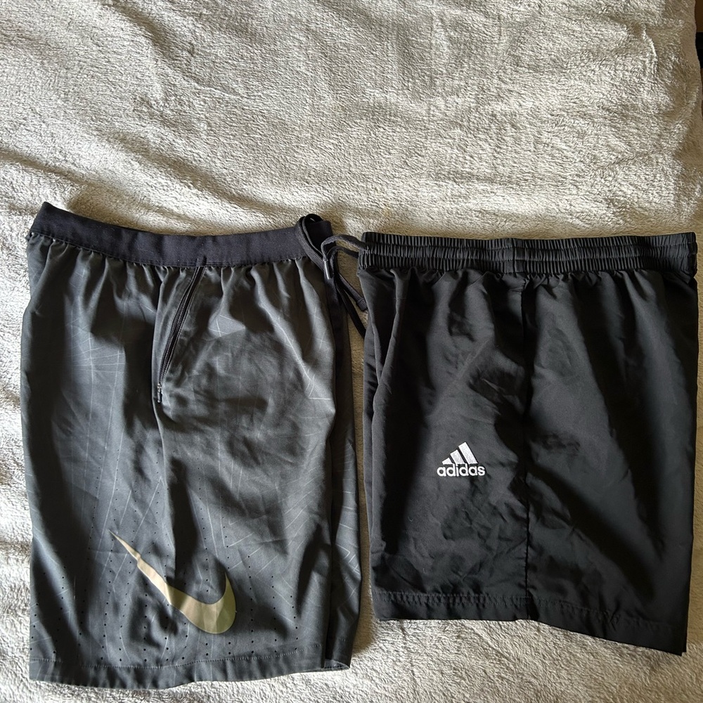Nike and Adidas Black Shorts Set
